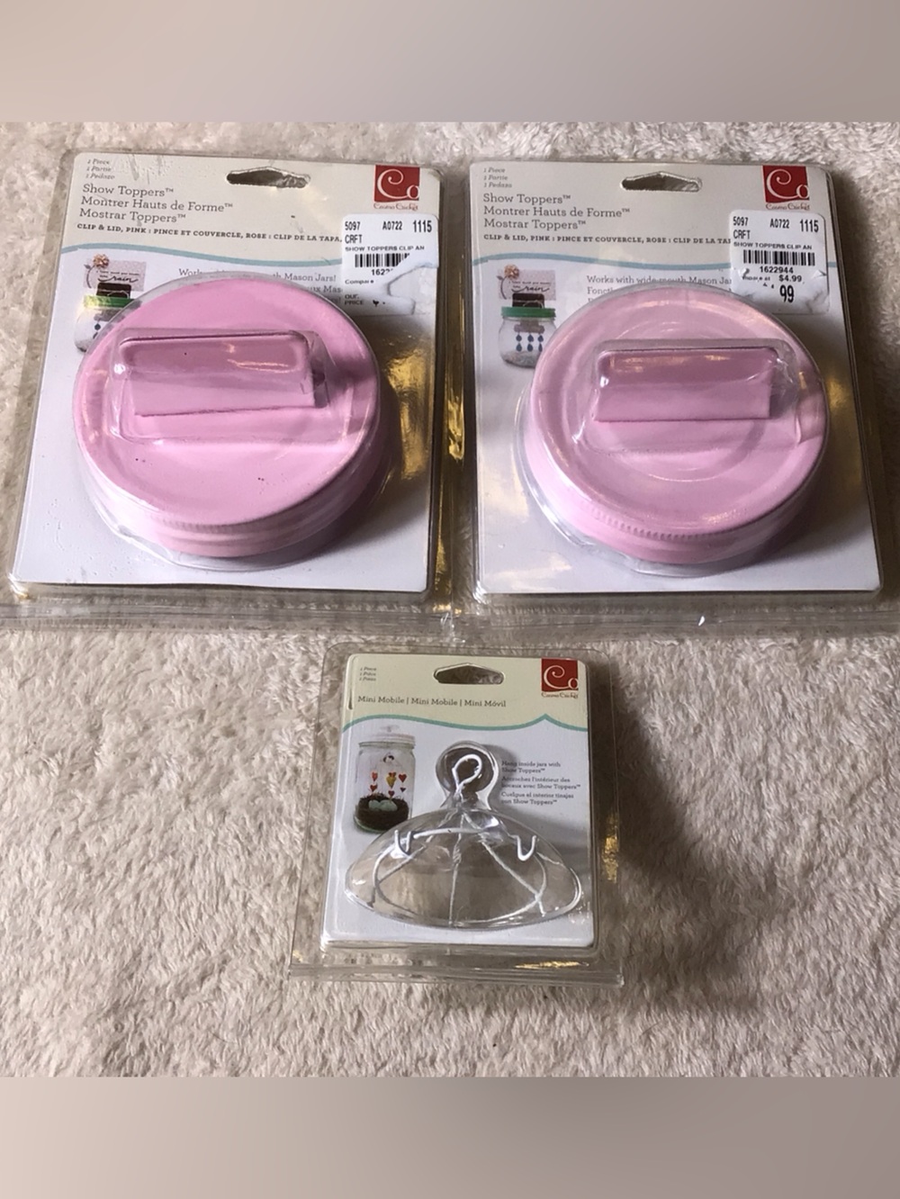 Pink Show Topper Jar Lids and mini mobile